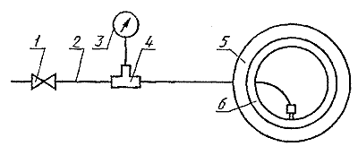 Схема установки для определения потери внутреннего давления в шине